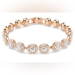 Swarovski Una Angelic bracelet Round, Pavé, Medium, White, Rose gold-tone plated